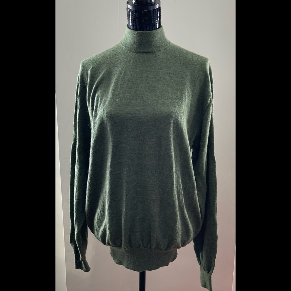 Vintage Peter Millar Extra Fine Merino Wool Green Sweater Size Large